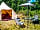 Tyddyn Teg Campsite: Wide porch and an outdoor space at the boho tent