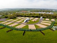 Aerial view of the super pitches with the toilet block just to the left of the photo Aerial view of the super pitches with the toilet block just to the left of the photo