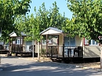 Outside the static caravans Outside the static caravans
