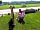 Buckhurst Campsite: Regulars playing on the chalk board