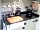 Robin's Nest Shepherds Hut: Kitchenette with hob, kettle, toaster, microwave, fridge with ice box and belfast sink