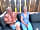 The Grove Shepherd's Lodge: Relaxing outside the shepherd's hut