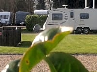 Op gras staplaats voor caravan , met elektriciteit
