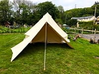 Tent set-up, with nosey chickens waiting for food Tent set-up, with nosey chickens waiting for food