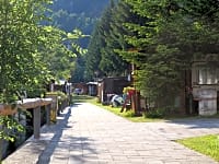Grass pitches with paved paths between Grass pitches with paved paths between