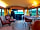 American School Bus Glamping: Lounge and dining area