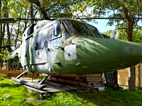 Helicopter cabin in the woods Helicopter cabin in the woods