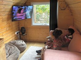 Couch turns into a double bed.