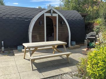 Private seating area for the pod